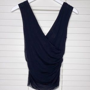 WHBM Sheer Mesh Tank Top Lined Ruching On Side